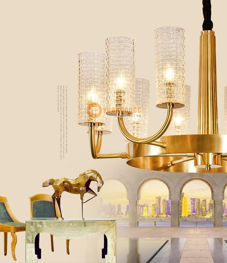 Đèn chùm đồng nhập khẩu phong cách ý sang trọng abr125-1